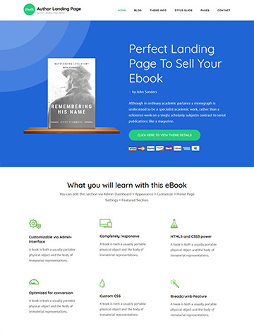 Author Landing Page WordPress Theme