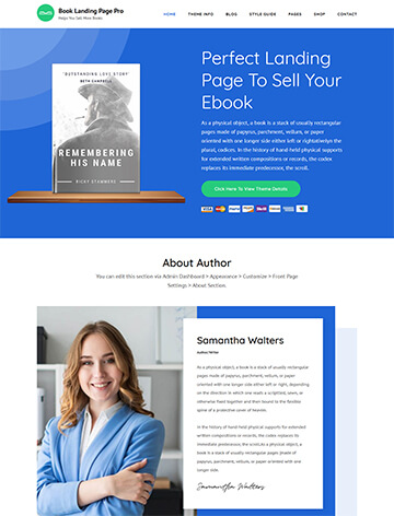 Book Landing Page WordPress Theme