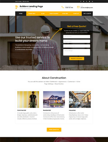 Builders Landing Page WordPress Theme