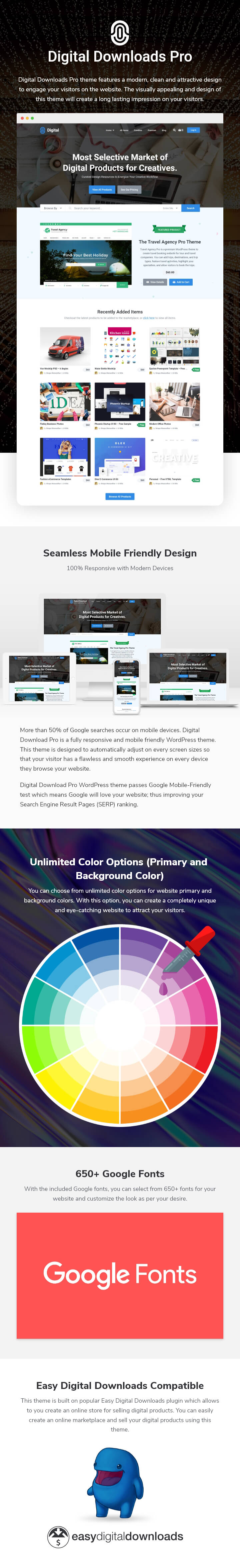 features of Digital Download WordPress Theme