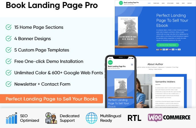 sales banner of Book Landing Page Pro WordPress Theme