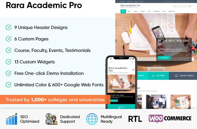 sales banner of Rara Academic Pro WordPress Theme