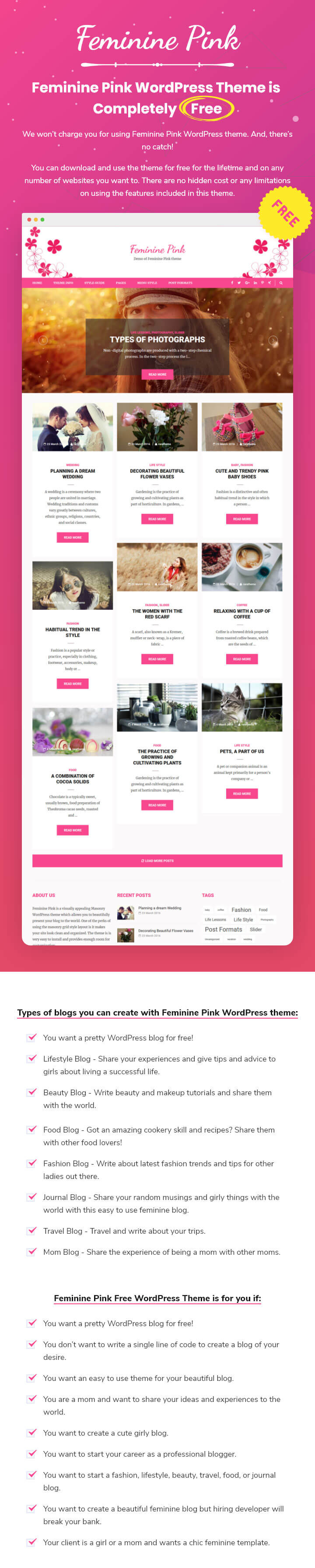 Feminine Pink WordPress Theme