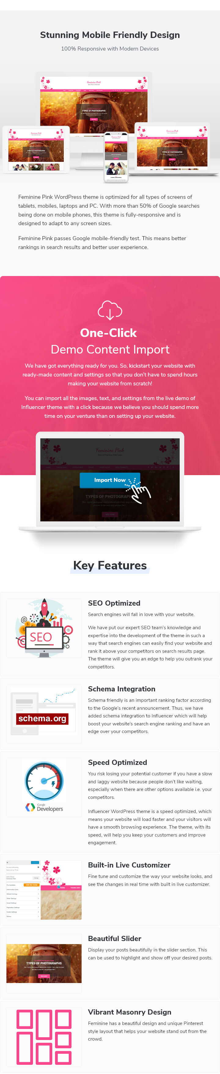 Feminine Pink WordPress Theme