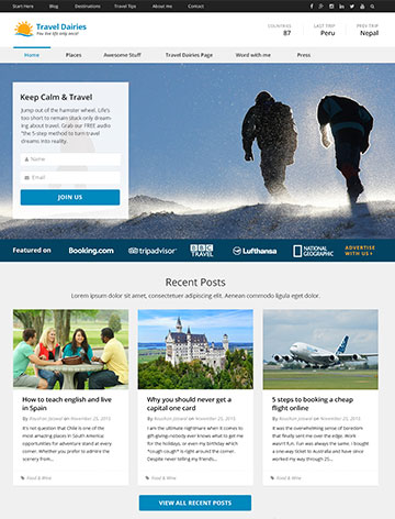 Travel Diaries Pro WordPress Theme