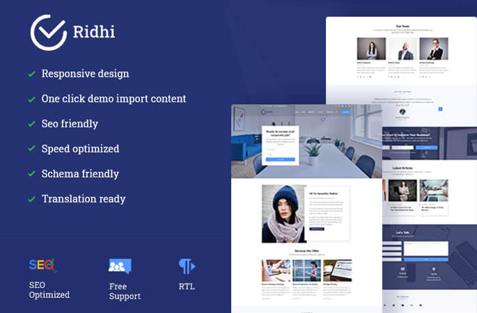 Ridhi WordPress Theme sales banner