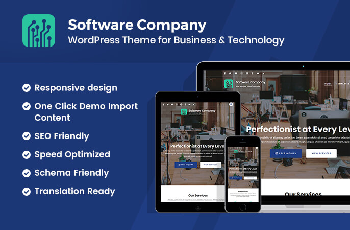 sale banner of software company WordPress Theme