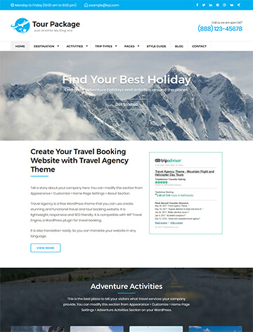 Tour package WordPress Theme