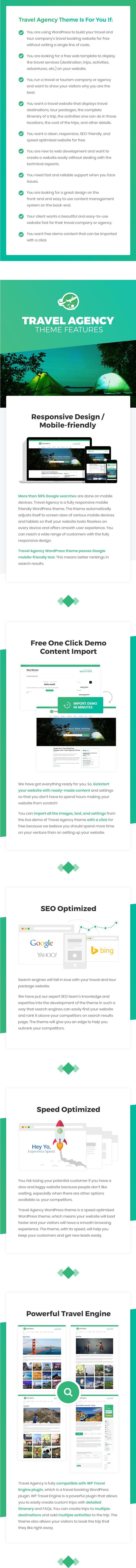 features of Travel Agency WordPress Theme