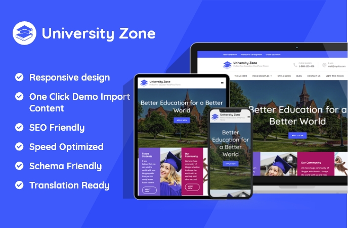 Sales Pages of University Zone WordPress Theme