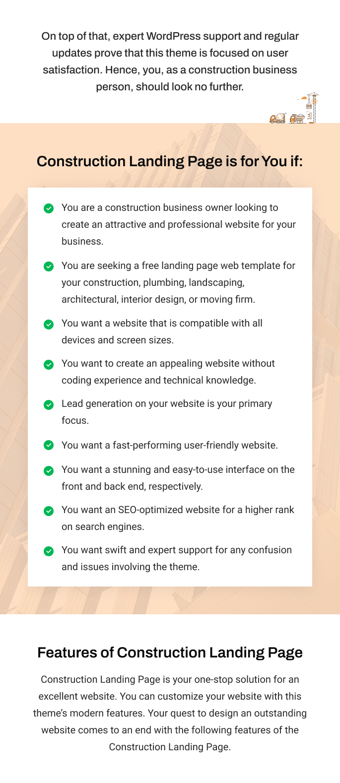 Construction Landing Page Theme is for you if