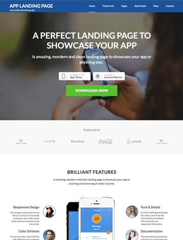 App Landing Page WordPress Theme