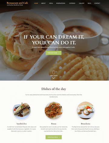 Restaurant and cafe Free WordPress Theme