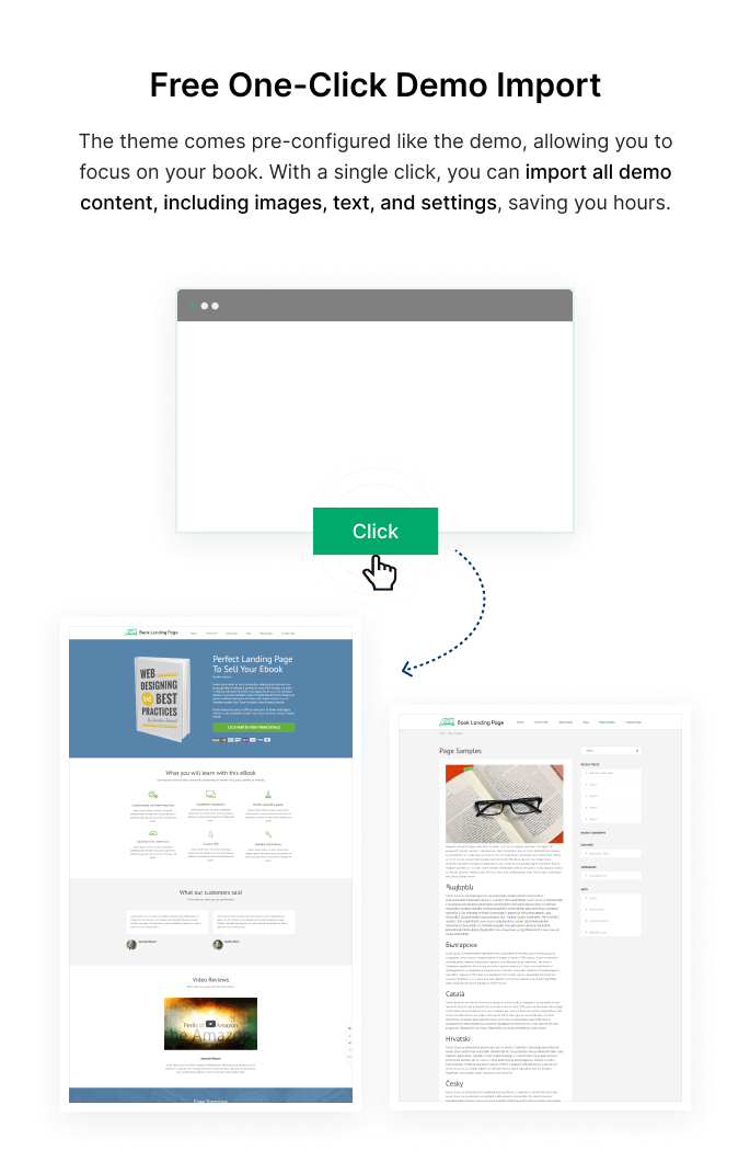 Features of Book Landing Page Theme