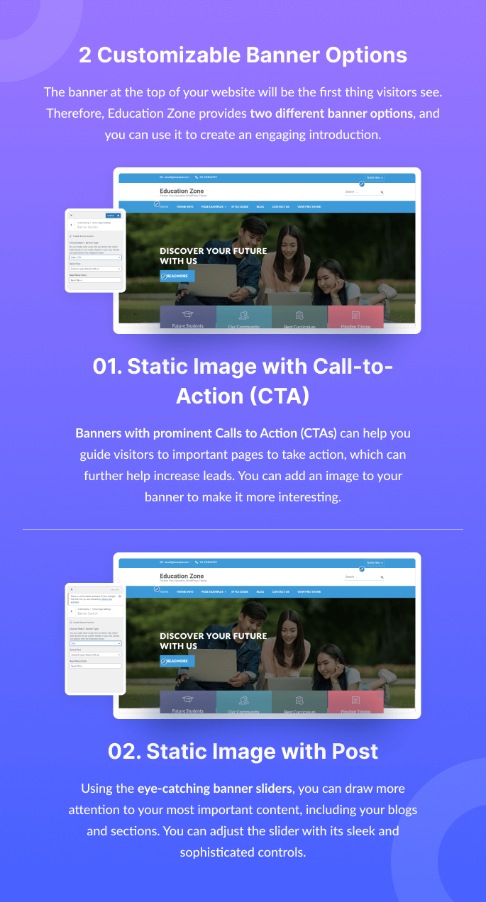 Customizable Banner in Education Zone Theme