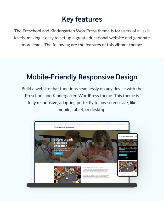 Features of Preschool and Kindergarten Theme