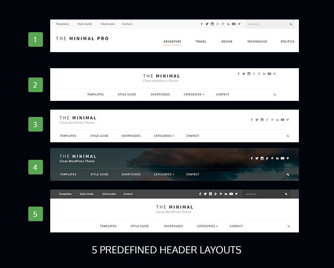 header layouts of minimal pro