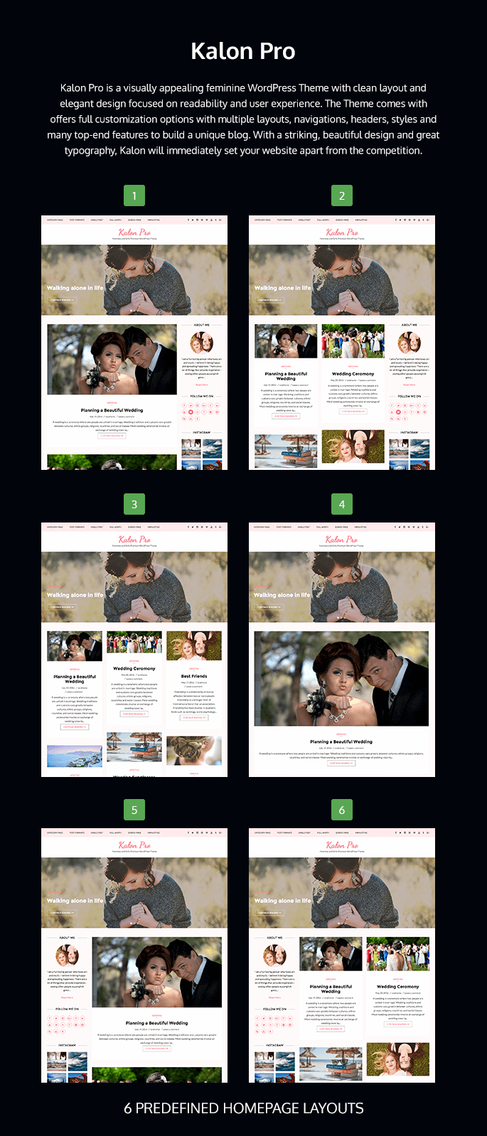 homepage layout of Kalon Pro