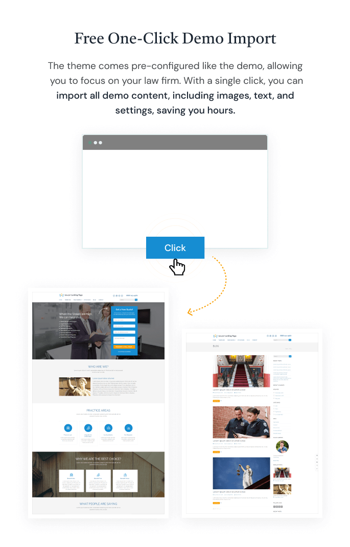 Lawyer Landing Page one click demo import