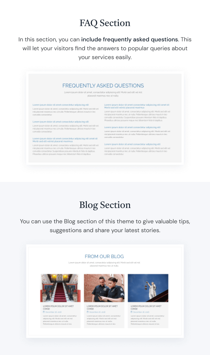 Layouts of Lawyer Landing Page Theme