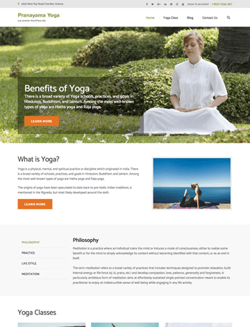 Pranayama Yoga WordPress Theme